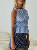 Endless Summers Tie Side Top Blue Polka Dot