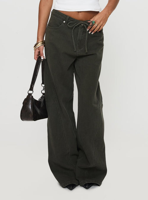 Bruiser Tie Waist Jeans Green Petite