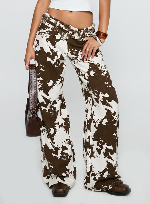 Baccarat Belted Pant Cow Print