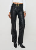 Benner Low Waist Wide Leg Faux Leather Pants Black