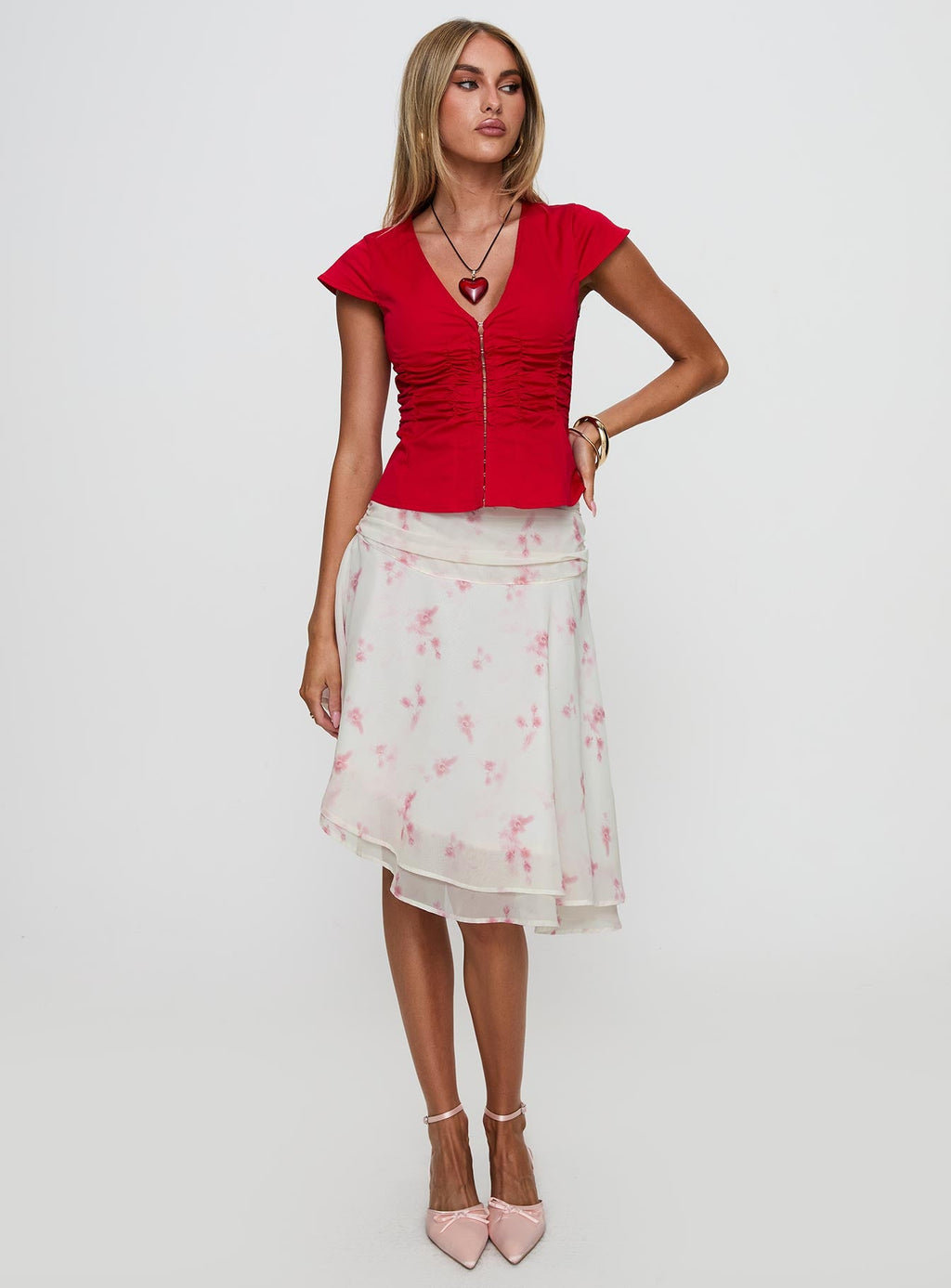 Charisse Asymmetrical Midi Skirt Floral