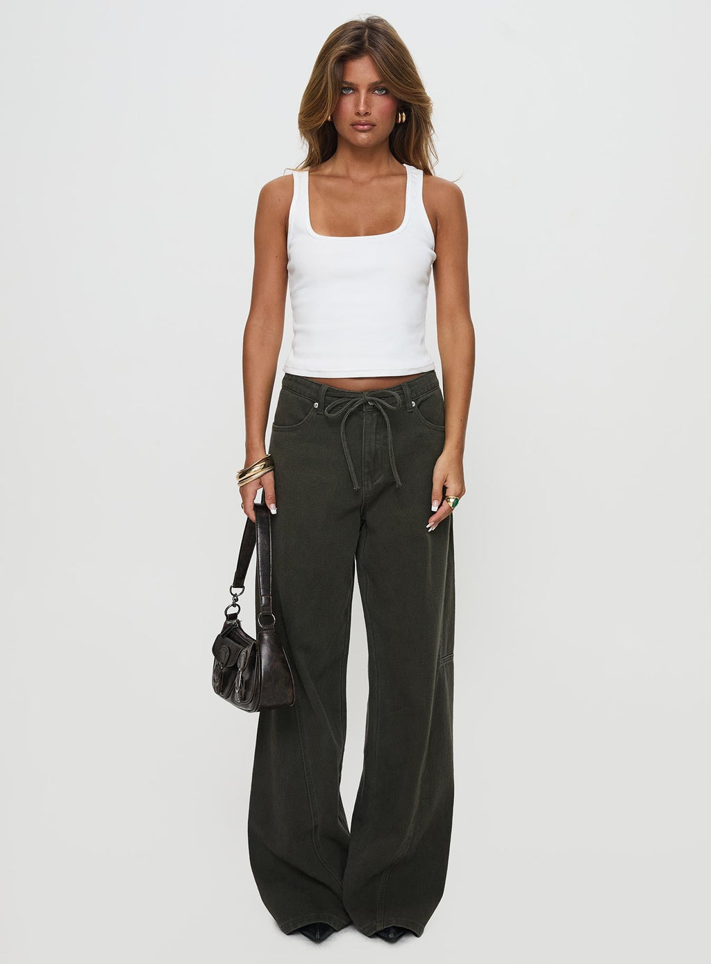 Bruiser Tie Waist Jeans Green Petite