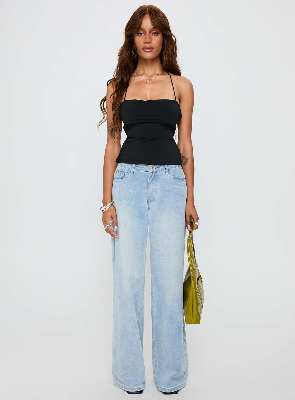 In The End Tie Back Top Black