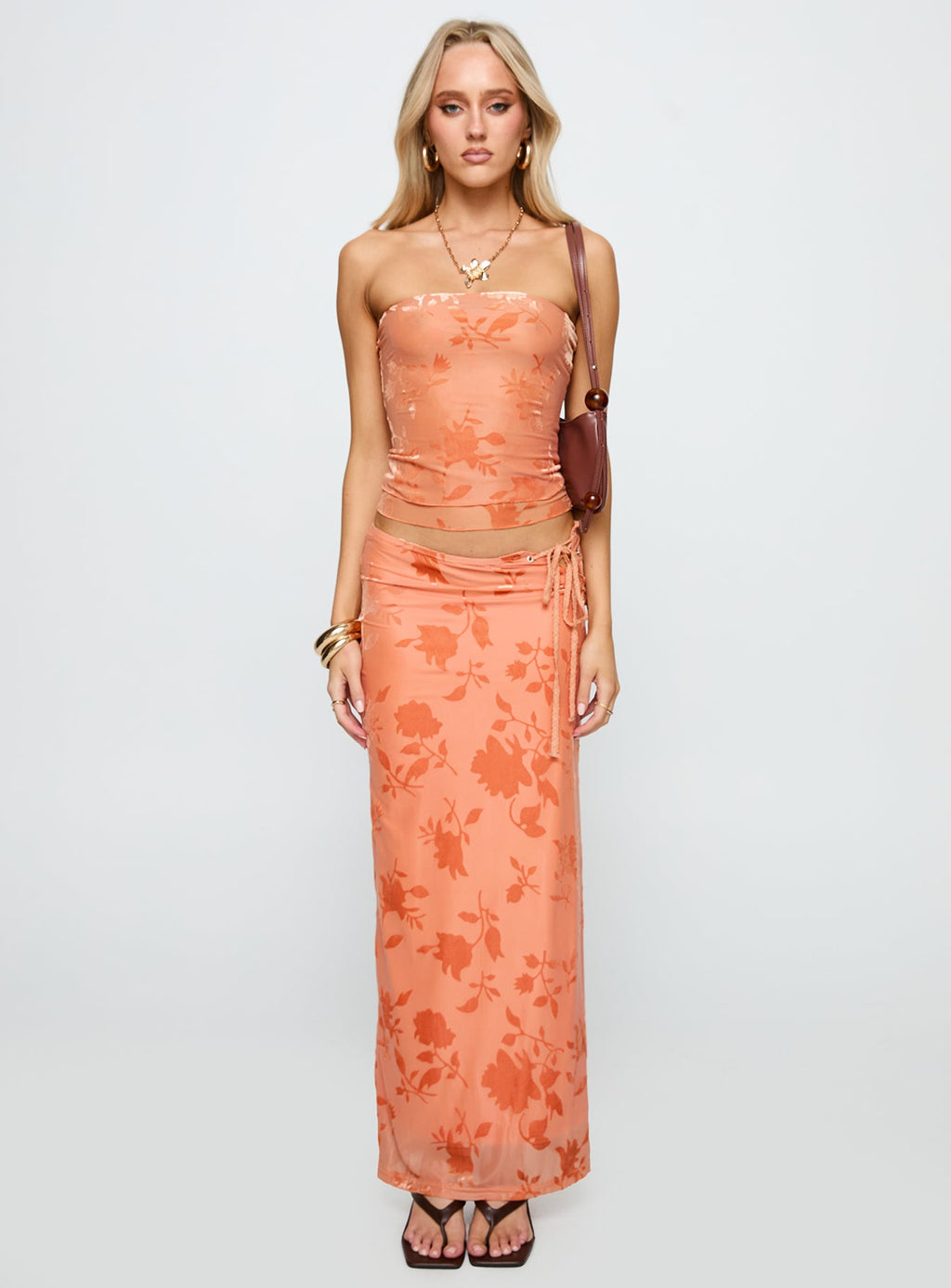 Mikah Strapless Top Orange