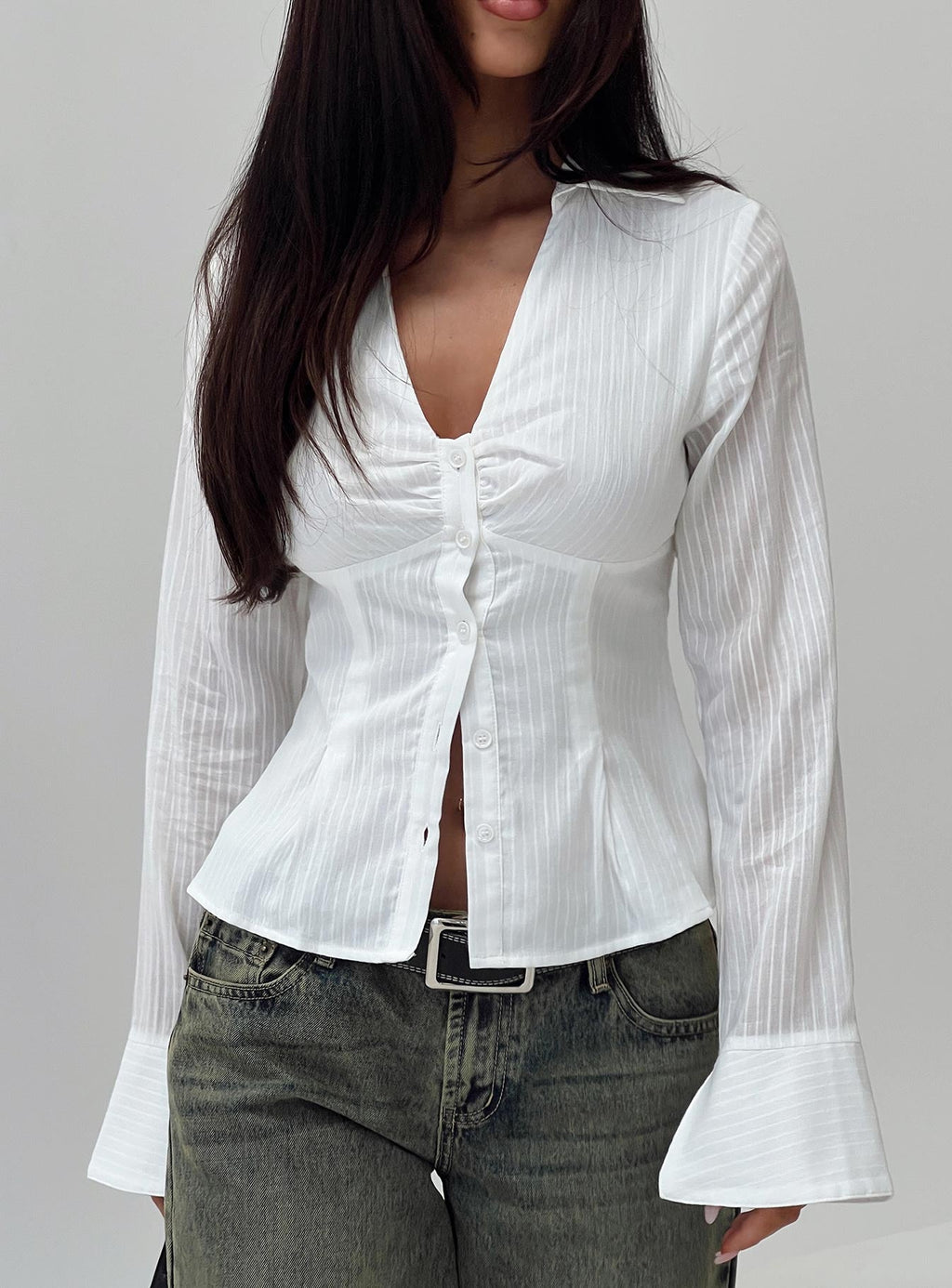 Elowenn Long Sleeve Top White
