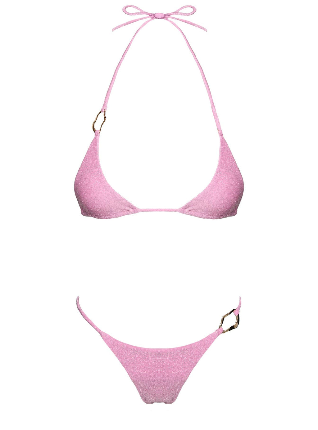 Aimi Glitter Tie Side Bikini Bottoms Pink