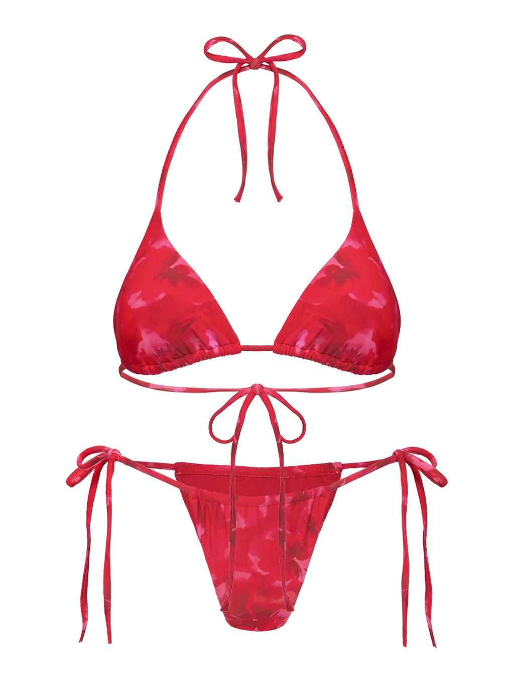 Jenner Tie Side Ruched Bikini Bottom Red Floral