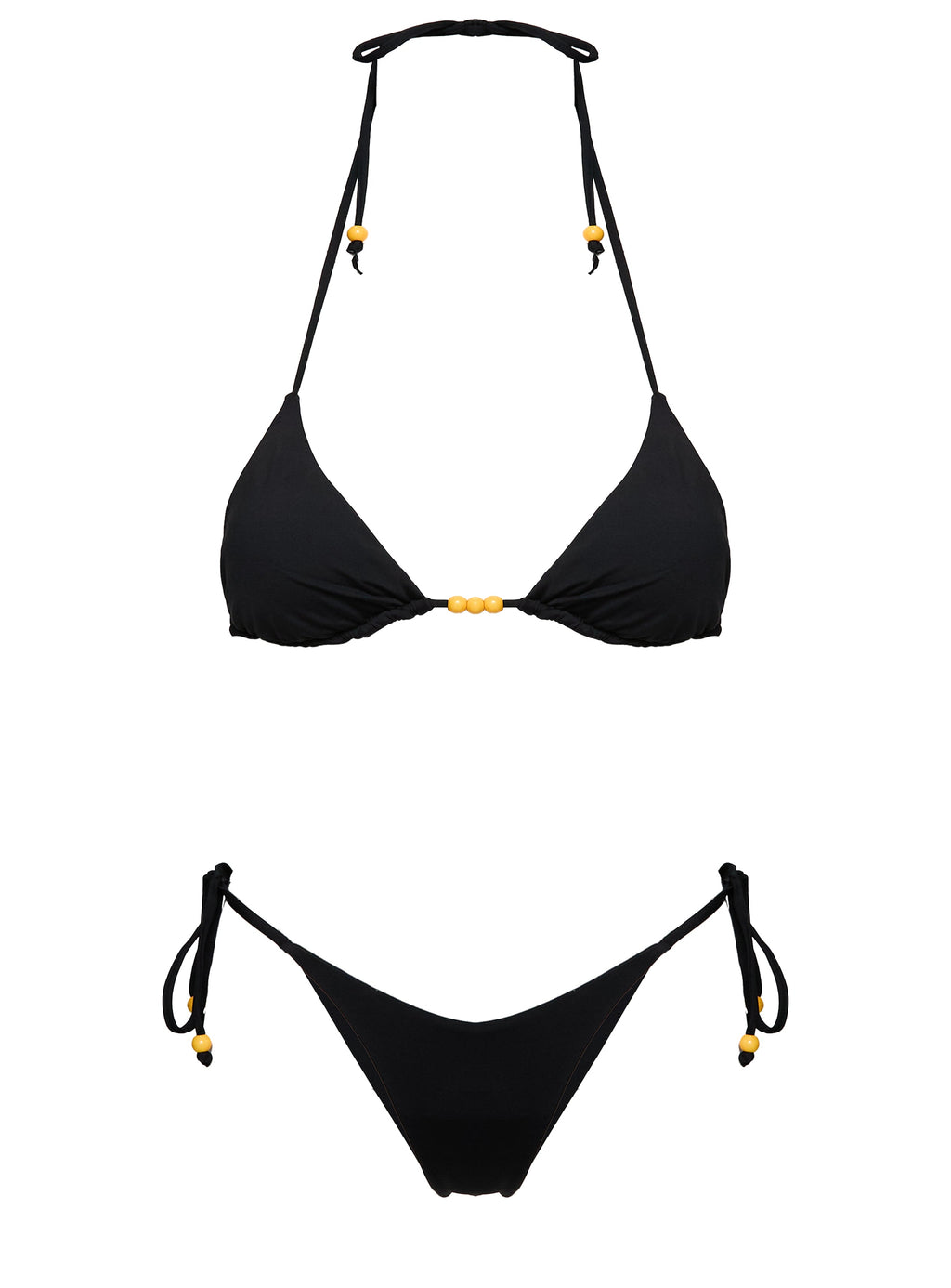 Glora Tie Side Beaded Bikini Bottom Black